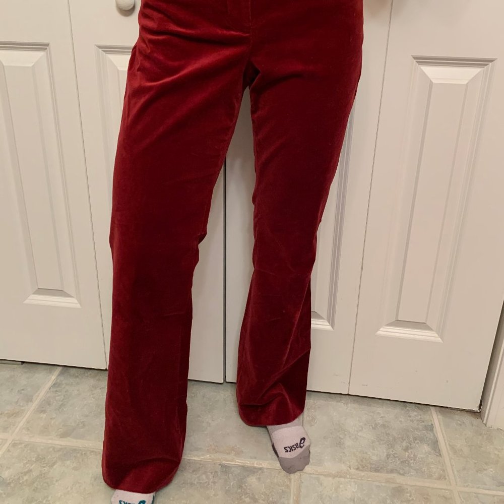 Red Velvety Flare Pants - Picture 3 of 5
